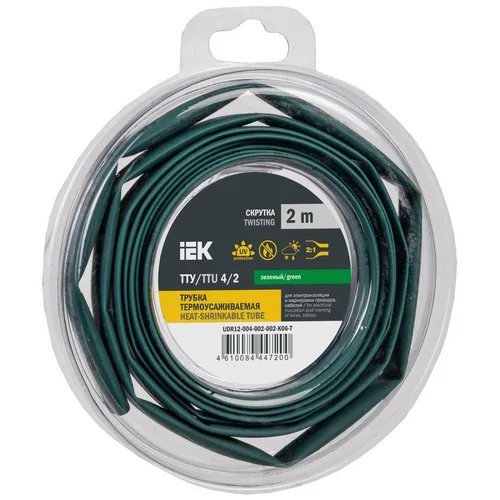 Трубка термоусадочная ТТУ нг-LS 4/2 зел. (уп.2м) IEK UDR12-004-002-002-K06-T