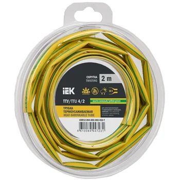 Трубка термоусадочная ТТУ нг-LS 4/2 желт./зел. (уп.2м) IEK UDR12-004-002-002-K52-T