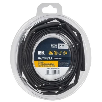 Трубка термоусадочная ТТУ нг-LS 5/2.5 черн. (уп.2м) IEK UDR12-005-D25-002-K02-T