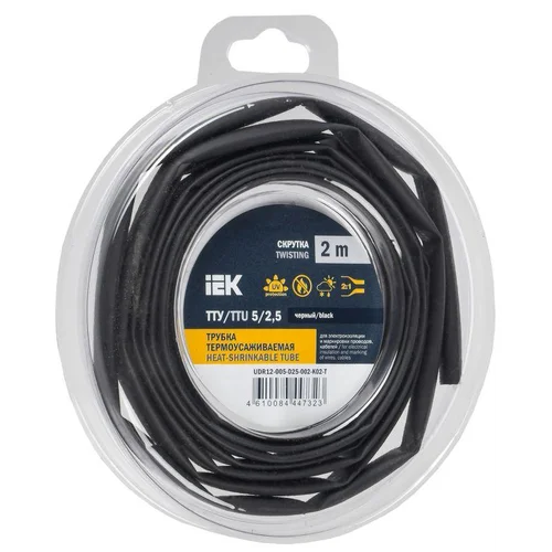 Трубка термоусадочная ТТУ нг-LS 5/2.5 черн. (уп.2м) IEK UDR12-005-D25-002-K02-T