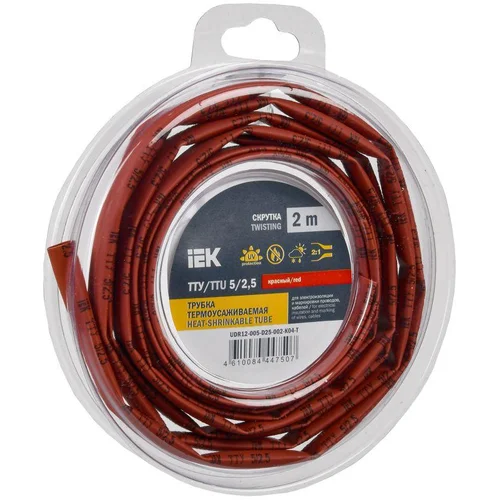 Трубка термоусадочная ТТУ нг-LS 5/2.5 красн. (уп.2м) IEK UDR12-005-D25-002-K04-T
