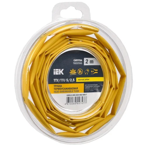 Трубка термоусадочная ТТУ нг-LS 5/2.5 желт. (уп.2м) IEK UDR12-005-D25-002-K05-T