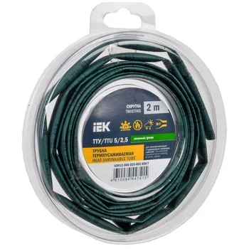 Трубка термоусадочная ТТУ нг-LS 5/2.5 зел. (уп.2м) IEK UDR12-005-D25-002-K06-T