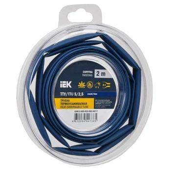 Трубка термоусадочная ТТУ нг-LS 5/2.5 син. (уп.2м) IEK UDR12-005-D25-002-K07-T
