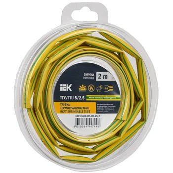 Трубка термоусадочная ТТУ нг-LS 5/2.5 желт./зел. (уп.2м) IEK UDR12-005-D25-002-K52-T
