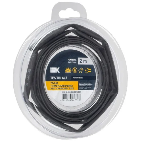 Трубка термоусадочная ТТУ нг-LS 6/3 черн. (уп.2м) IEK UDR12-006-003-002-K02-T