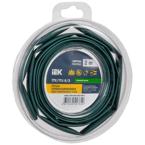Трубка термоусадочная ТТУ нг-LS 6/3 зел. (уп.2м) IEK UDR12-006-003-002-K06-T