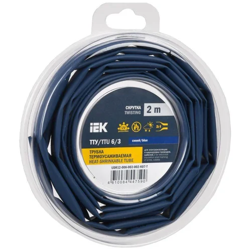 Трубка термоусадочная ТТУ нг-LS 6/3 син. (уп.2м) IEK UDR12-006-003-002-K07-T