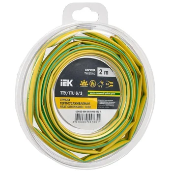 Трубка термоусадочная ТТУ нг-LS 6/3 желт./зел. (уп.2м) IEK UDR12-006-003-002-K52-T
