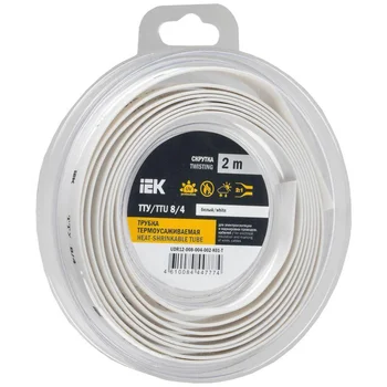 Трубка термоусадочная ТТУ нг-LS 8/4 бел. (уп.2м) IEK UDR12-008-004-002-K01-T