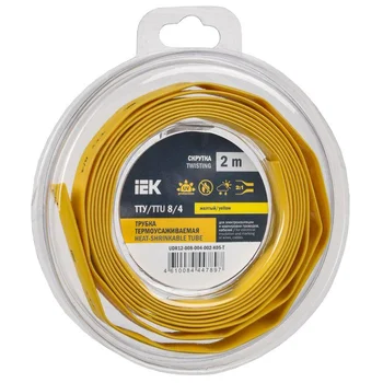 Трубка термоусадочная ТТУ нг-LS 8/4 желт. (уп.2м) IEK UDR12-008-004-002-K05-T