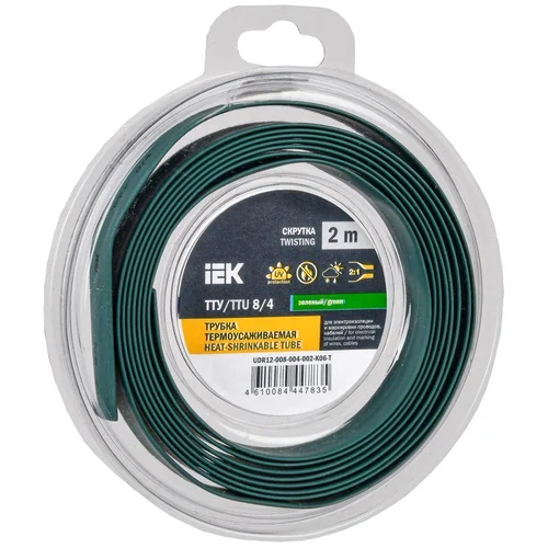 Трубка термоусадочная ТТУ нг-LS 8/4 зел. (уп.2м) IEK UDR12-008-004-002-K06-T