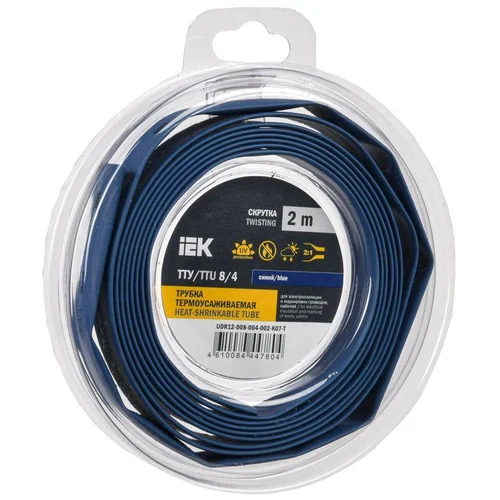 Трубка термоусадочная ТТУ нг-LS 8/4 син. (уп.2м) IEK UDR12-008-004-002-K07-T