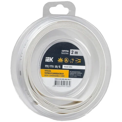 Трубка термоусадочная ТТУ нг-LS 10/5 бел. (уп.2м) IEK UDR12-010-005-002-K01-T