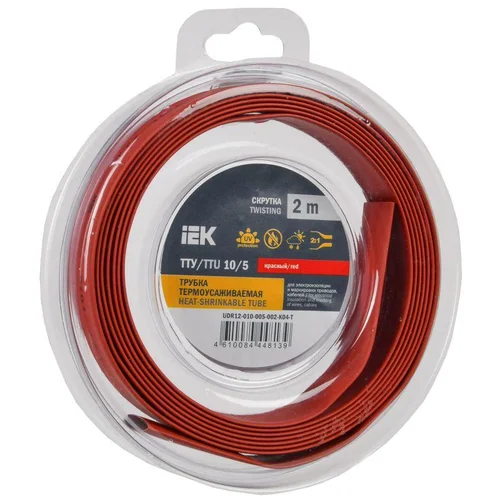 Трубка термоусадочная ТТУ нг-LS 10/5 красн. (уп.2м) IEK UDR12-010-005-002-K04-T
