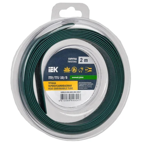Трубка термоусадочная ТТУ нг-LS 10/5 зел. (уп.2м) IEK UDR12-010-005-002-K06-T