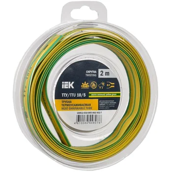 Трубка термоусадочная ТТУ нг-LS 10/5 желт./зел. (уп.2м) IEK UDR12-010-005-002-K52-T