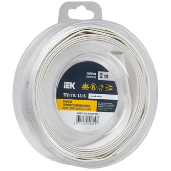 Трубка термоусадочная ТТУ нг-LS 12/6 бел. (уп.2м) IEK UDR12-012-006-002-K01-T