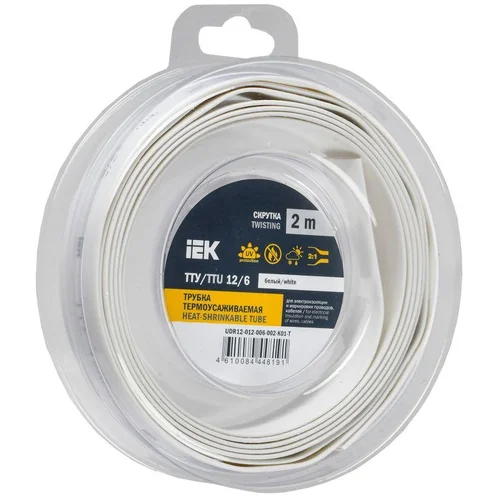 Трубка термоусадочная ТТУ нг-LS 12/6 бел. (уп.2м) IEK UDR12-012-006-002-K01-T