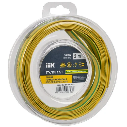 Трубка термоусадочная ТТУ нг-LS 12/6 желт. (уп.2м) IEK UDR12-012-006-002-K05-T