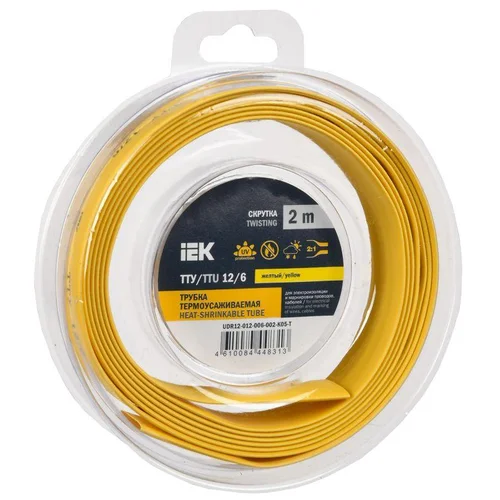 Трубка термоусадочная ТТУ нг-LS 12/6 желт./зел. (уп.2м) IEK UDR12-012-006-002-K52-T