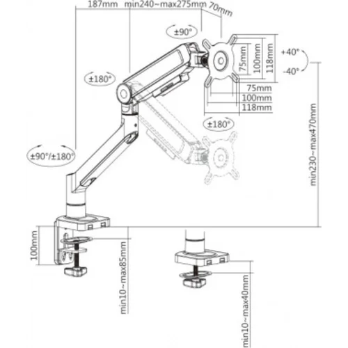 Кронштейн для мониторов Ultramounts UM732BR коричневый 17"-32" макс.8кг настольный поворот и наклон