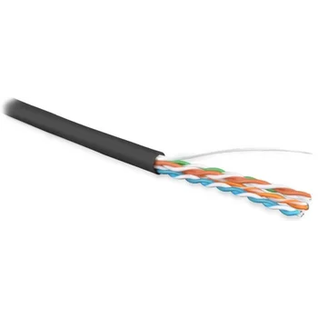 Кабель витая пара, неэкранир. U/UTP, кат. 5e, 4 пары (24 AWG), одножильный (solid), внешний, LSZH нг(А)-HF, -40°C-+75°C, черный