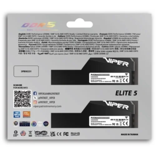 Память DDR5 2x32GB 6000MHz Patriot VEUR564G6028K Viper Elite 5 Ultra RGB RTL Gaming PC5-48000 CL28