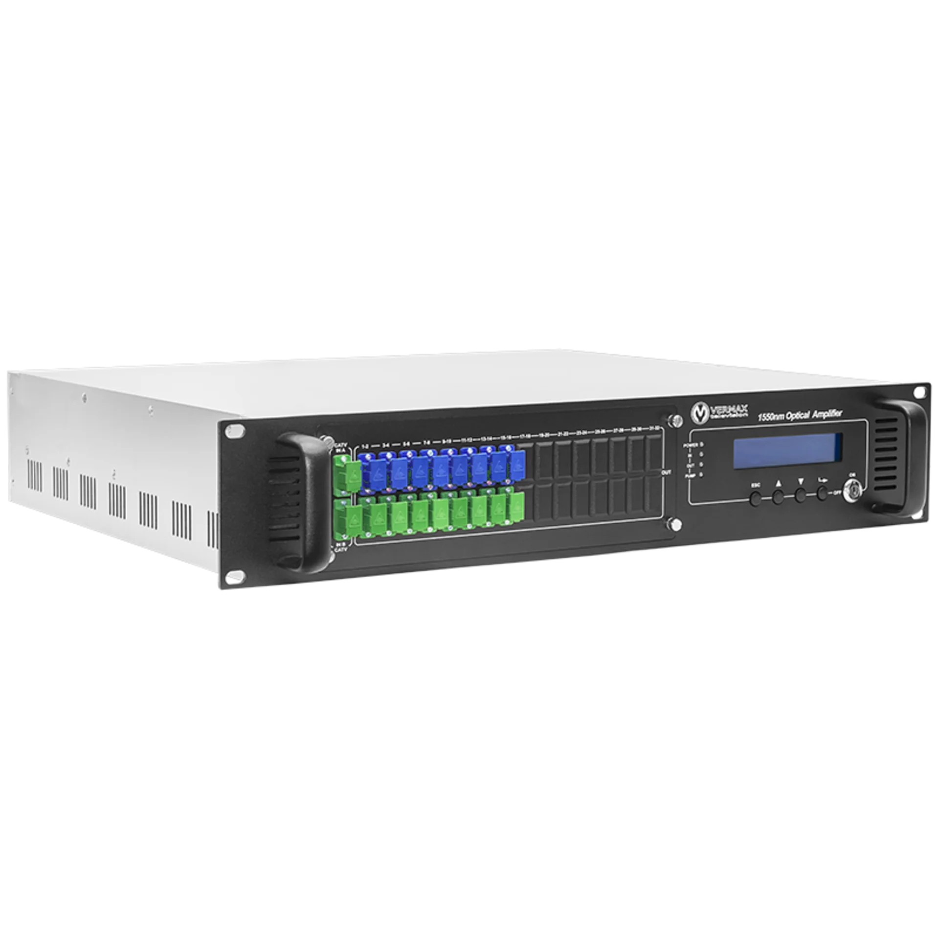 Оптический усилитель VERMAX для сетей КТВ, 2 входа, 16*21dBm выхода, WDM фильтр PON