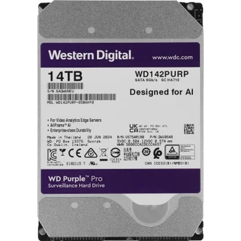 Жесткий диск WD SATA-III 14TB WD142PURP Surveillance Purple Pro (7200rpm) 512Mb 3.5"