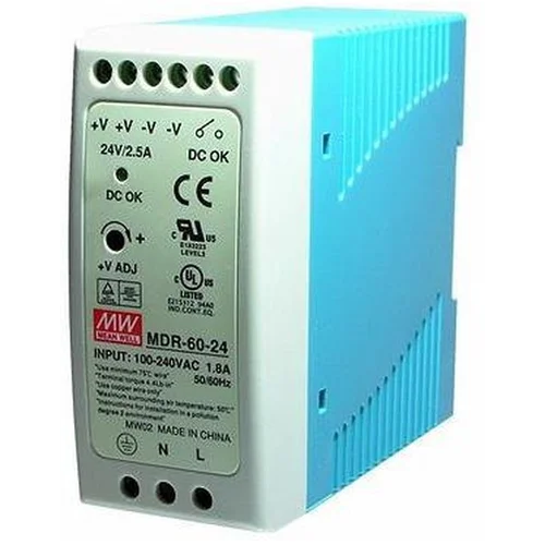 WDR-60-24 Блок питания на DIN-рейку, 24В, 2.5A, 60Вт Mean Well