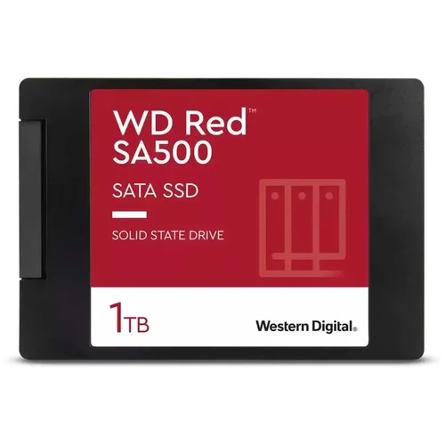 Твердотельный накопитель/ WD SSD Red SA500 NAS, 1000GB, 2.5" 7mm, SATA3, R/W 560/530MB/s, IOPs 95 000/85 000, DRAM buffer, TBW 600, DWPD 0.4 (12 мес.)