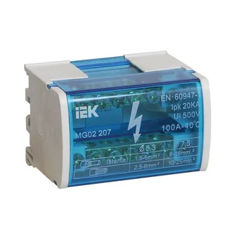 Шина нулевая на DIN рейку 2/7 ИЭК YND10-2-07-100