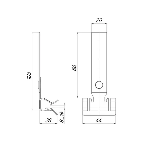 Зажим балочный 8-14мм с пластиной PROxima EKF ZB8-14-Pls