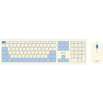 Клавиатура + мышь Acer OCC205 клав:белый/голубой мышь:белый/голубой USB беспроводная slim Multimedia