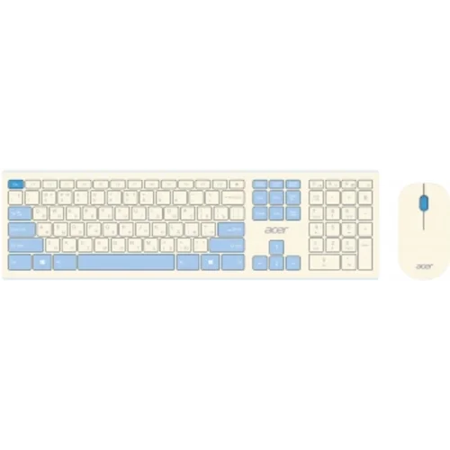 Клавиатура + мышь Acer OCC205 клав:белый/голубой мышь:белый/голубой USB беспроводная slim Multimedia