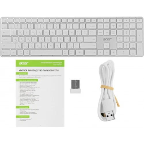 Клавиатура Acer OKR301 белый/серебристый USB беспроводная BT/Radio slim Multimedia (ZL.KBDEE.015)