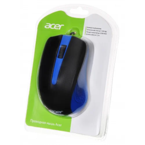 Мышь Acer OMW011 черный/синий оптическая (1200dpi) USB (3but)