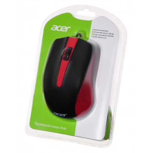 Мышь Acer OMW012 черный/красный оптическая (1200dpi) USB (3but)