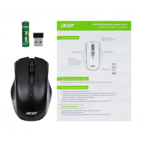 Мышь Acer OMR030 черный оптическая (1600dpi) беспроводная USB (3but)