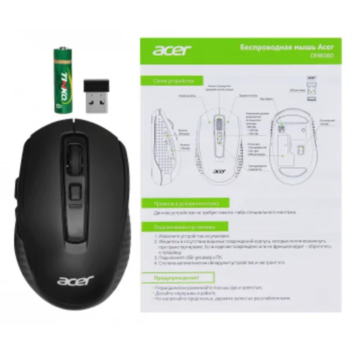 Мышь Acer OMR060 черный оптическая (1600dpi) беспроводная USB (6but)