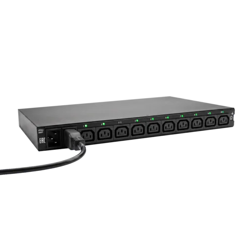 iPDU-3001: с управлением и мониторингом по каждой розетке PDU+ATS, 1U, 230V, 16А, вход(2)C20, выход(10)C13, SNMP v3, HTTPS