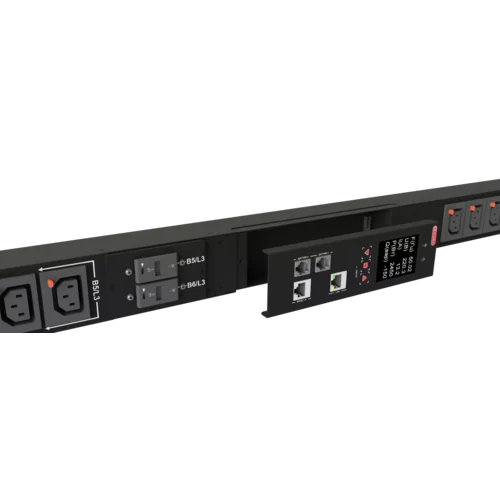 Блок розеток интеллектуальный iPDU-6024: ZeroUnit, 400V, 16А, in IEC60309 3P+N+E, out (24) C13 с фиксацией e-lock