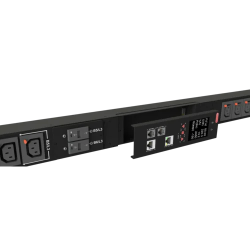 Блок розеток интеллектуальный iPDU-6034: ZeroUnit, 400V, 32А, in IEC60309 3P+N+E, out (24) C13 с фиксацией e-lock