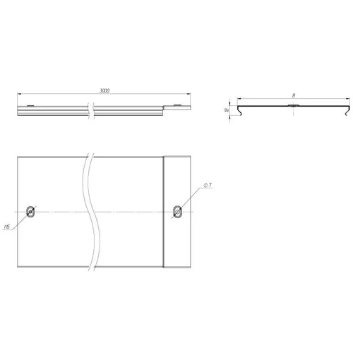 Крышка для лотка осн.100 L3000 сталь 0.6мм оцинк. EKF k10010