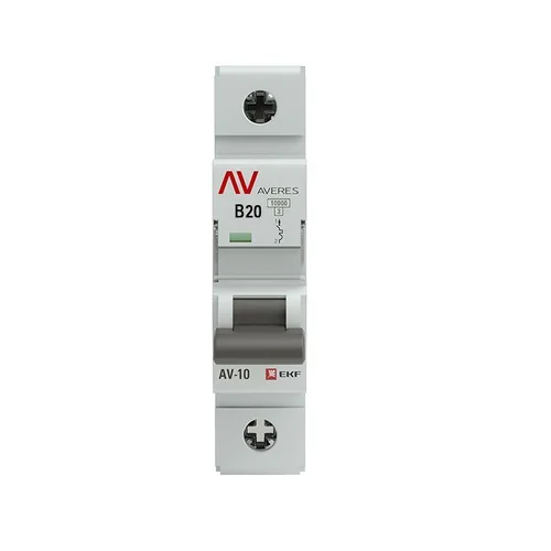 Выключатель автоматический модульный 1п B 20А 10кА AV-10 AVERES EKF mcb10-1-20B-av