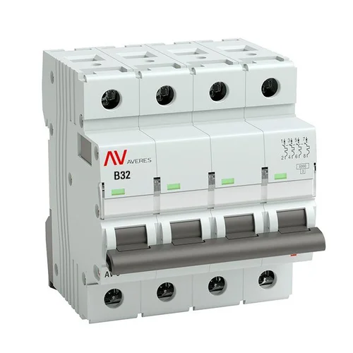Выключатель автоматический модульный 4п B 32А 6кА AV-6 AVERES EKF mcb6-4-32B-av