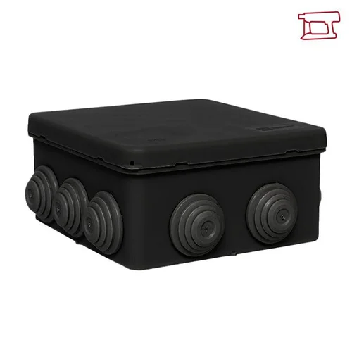 Коробка распаячная КМР-030-014 с крышкой 100х100х50 10 мембранных вводов IP55 черн. розн. стикер EKF