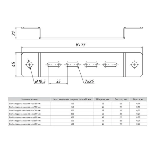 Скоба подвеса нижняя 300мм EKF pn300