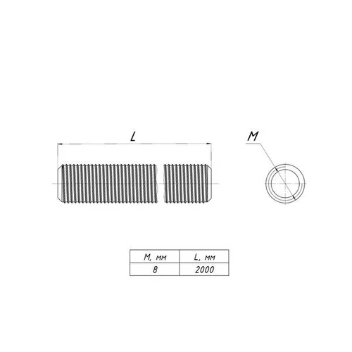 Шпилька M8х2000 EKF shpm8x2000